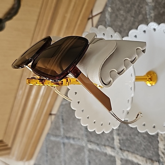 Linfemano Oversized Polygonal Eye Sun Glasses Brown - Picture 3 of 7